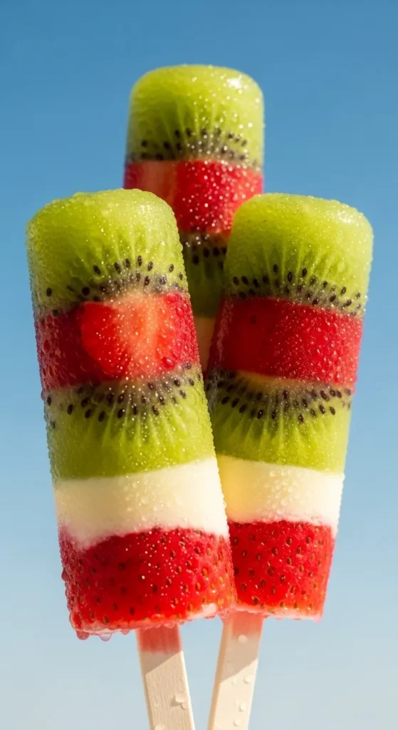 Kiwi and Strawberry Popsicles