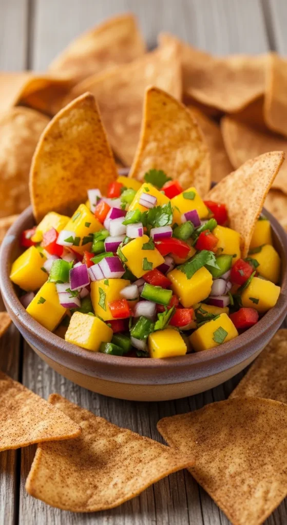 Mango Salsa with Cinnamon Chips