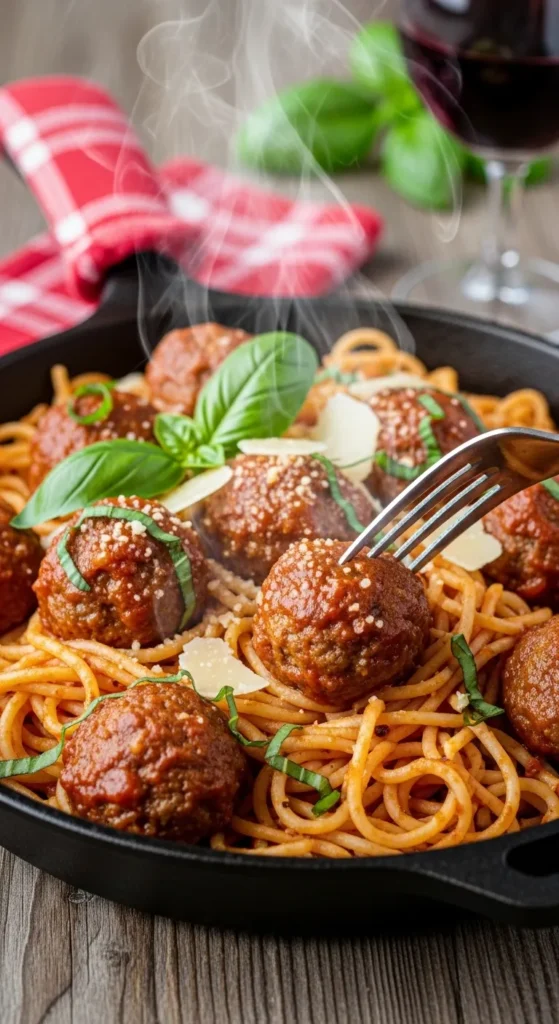 Meatball and Pasta Skillet