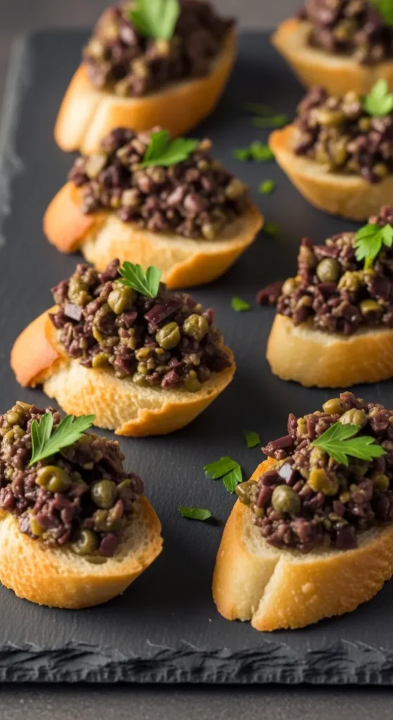 Olive Tapenade on Toasted Baguette