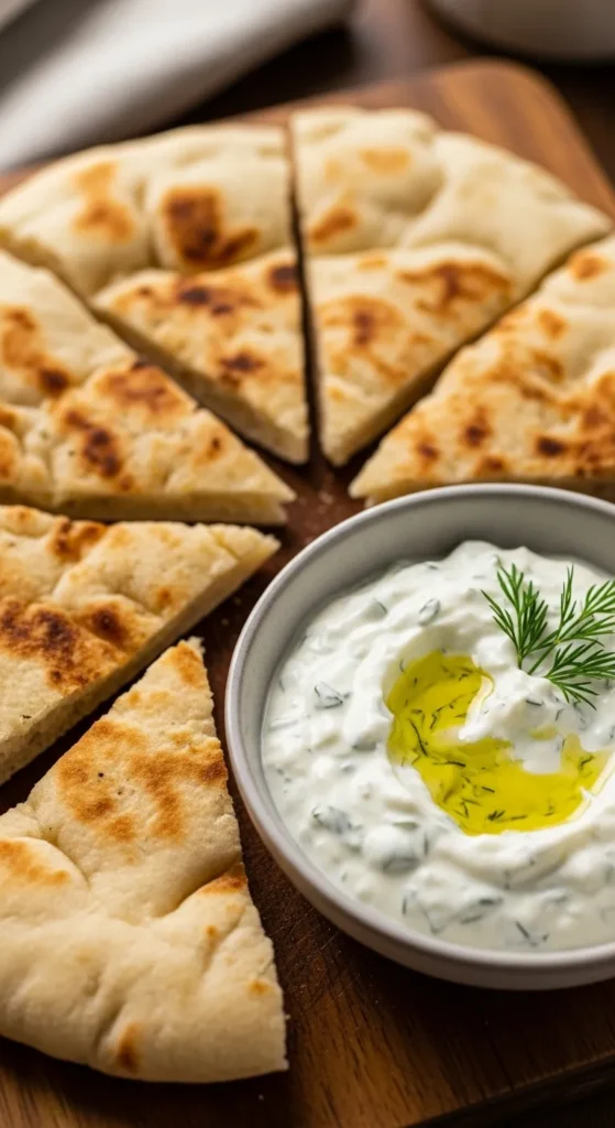 Pita Bread with Tzatziki Sauce