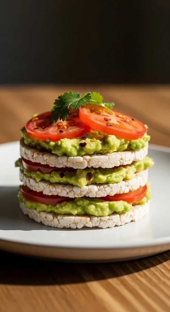 Rice Cakes with Avocado Spread