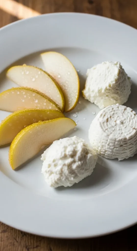 Sliced Pear with Ricotta Cheese