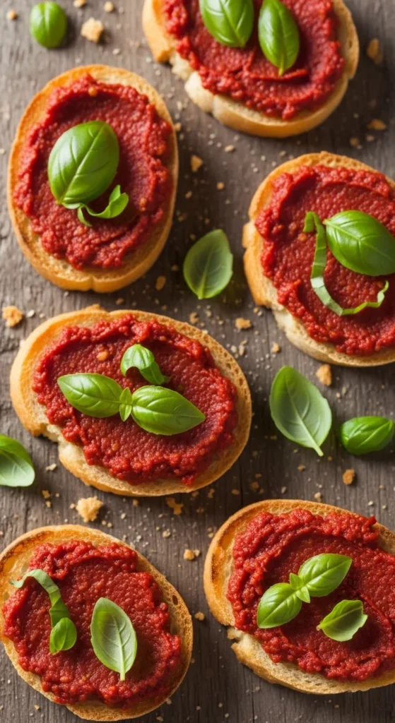 Sun-Dried Tomato and Basil Crostini