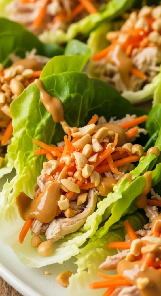 Thai Peanut Chicken Lettuce Wraps
