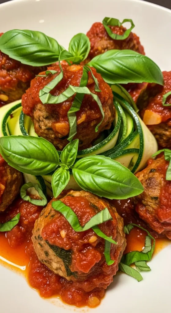 Turkey Meatballs with Zucchini Ribbons