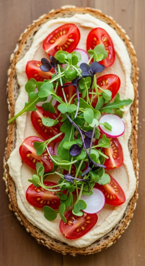 Whole Grain Toast with Hummus and Tomato