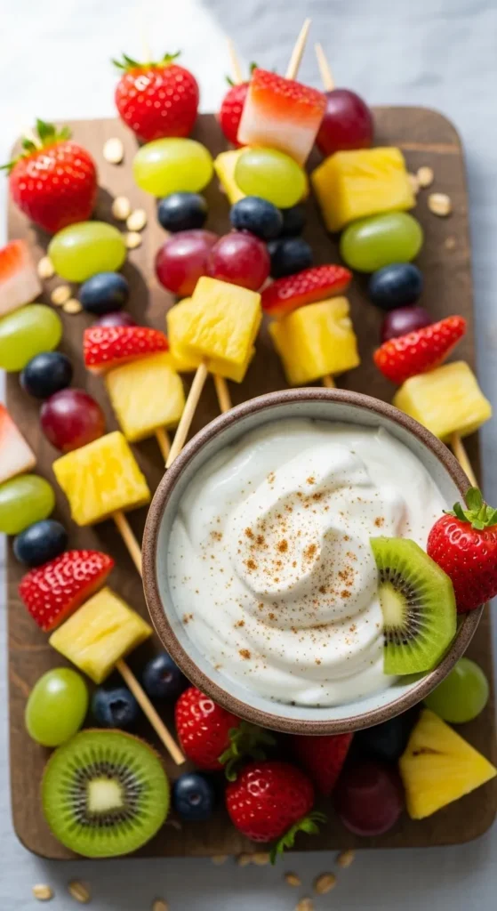 Yogurt Dip with Fruit Skewers