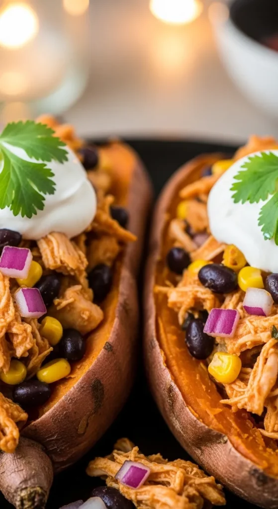 Baked Sweet Potatoes with Chicken