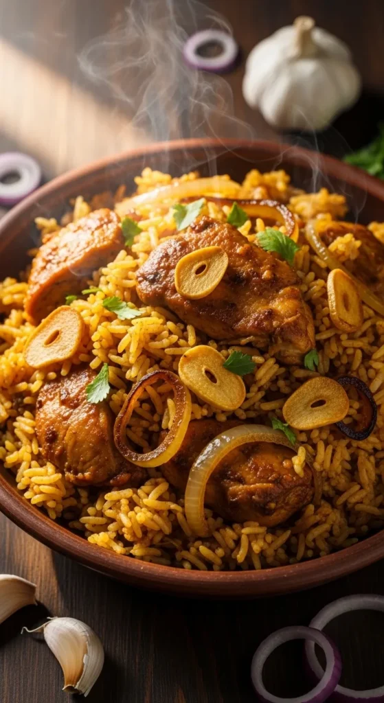 Chicken Garlic Onion Rice