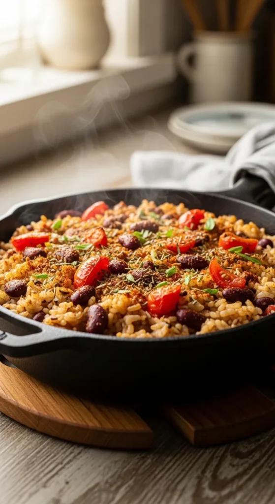 Chili Bean Rice Skillet Bake