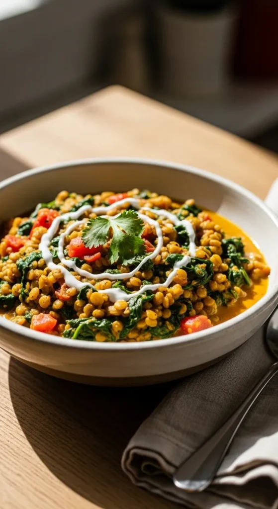 Creamy Spinach and Lentil Curry