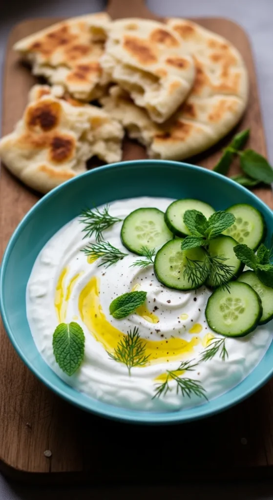 Cucumber Yogurt Bowl with Flatbread