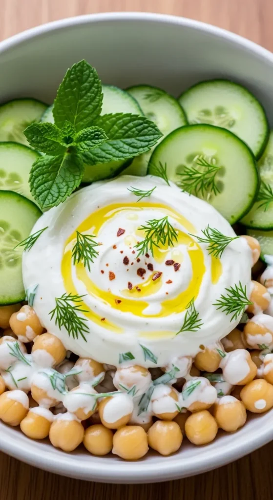 Cucumber Yogurt Chickpea Bowl