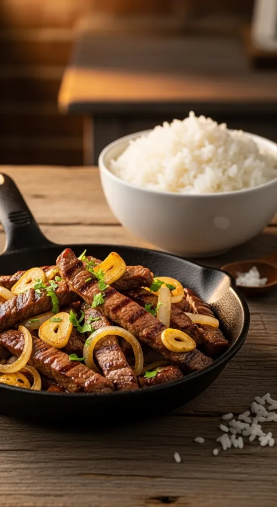 Garlic Beef Rice Skillet