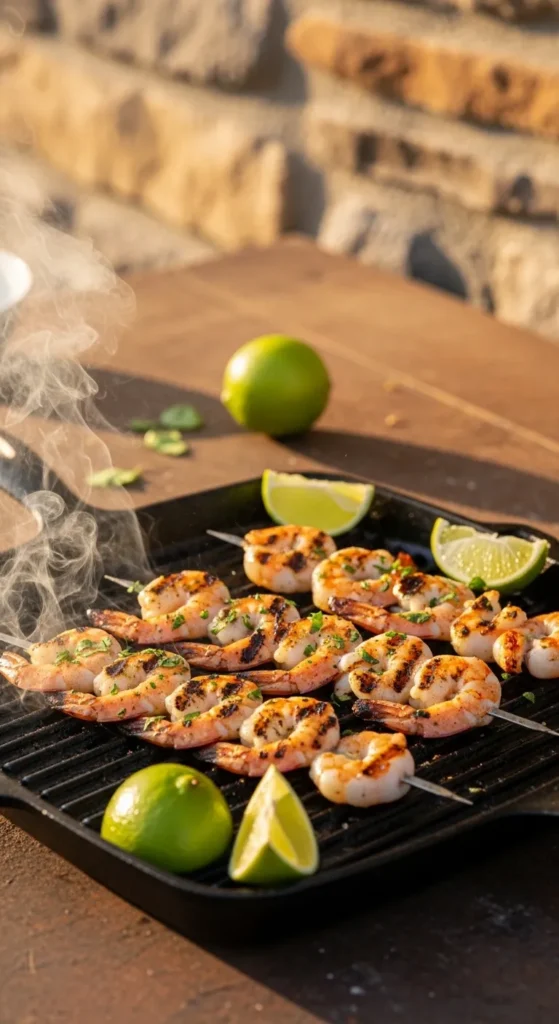 Grilled Shrimp Skewers with Lime