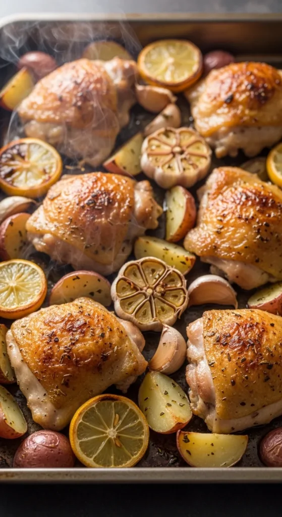 Lemon Garlic Chicken Tray Bake