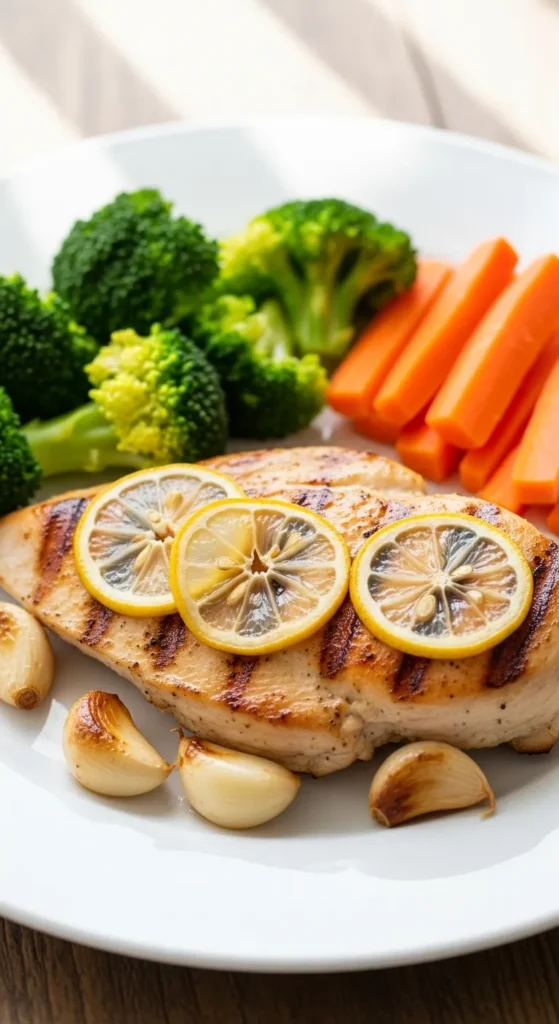 Lemon Garlic Chicken with Steamed Veggies