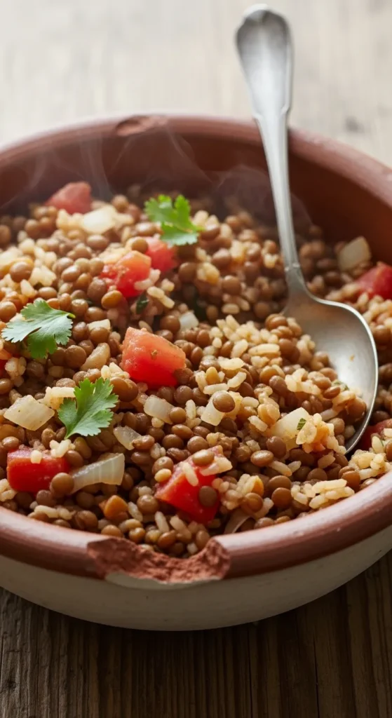 Lentil Tomato Rice Salad Bowl