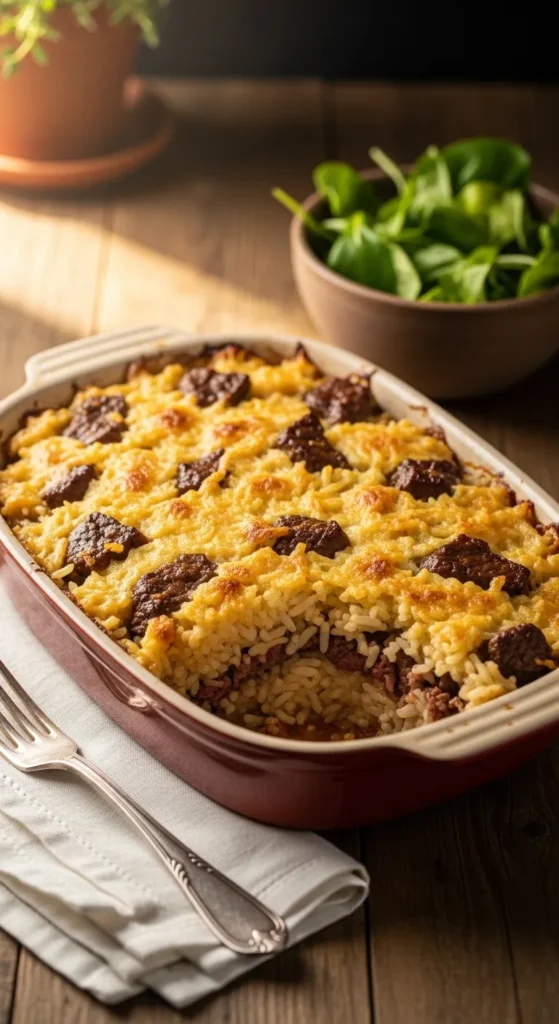 One-Pan Beef Rice Bake