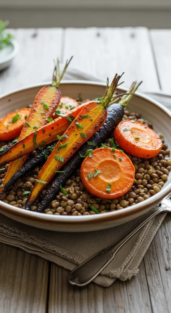 Roasted Carrot and Lentil Bowl