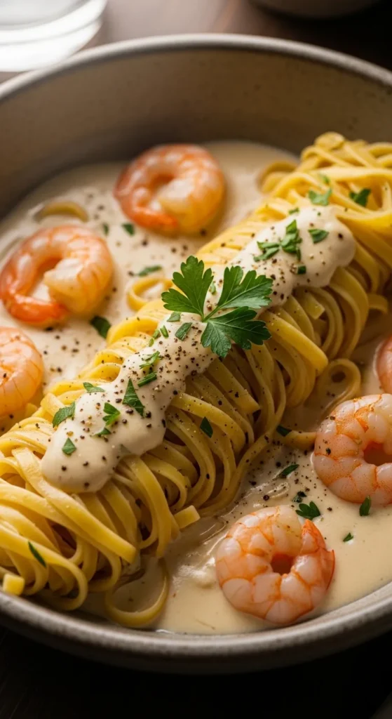 Shrimp Alfredo-Style Pasta