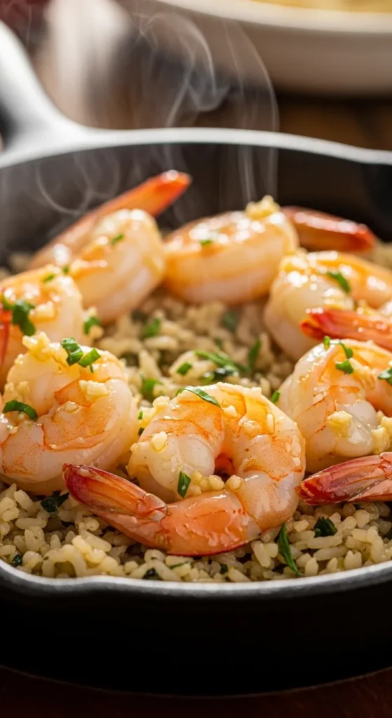 Shrimp Garlic Butter Rice Skillet