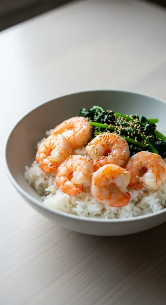Shrimp and Spinach Rice Bowl