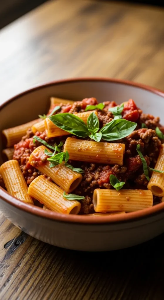Tomato Beef Pasta Bowl