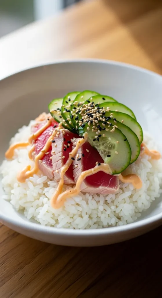 Tuna Rice Bowl with Sesame Drizzle